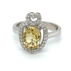 Heliodor 4.43ct Platinum Finish Solid Silver Ring